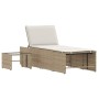 Tumbonas 2 piezas con mesa ratán sintético beige