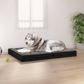 Cama para perros madera maciza de pino negro 101,5x74x9 cm