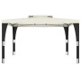Cenador con doble techo tela crema 3,98x2,98 m