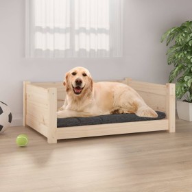 Cama para perros madera maciza de pino 75,5x55,5x28 cm