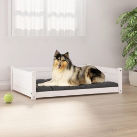 Cama para perros madera maciza de pino blanco 95,5x65,5x28 cm