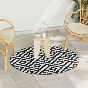 Alfombra de exterior ARAKIL blanco y negro Ø120 cm PP