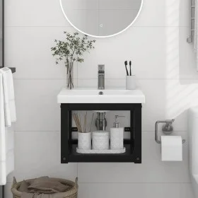 Black iron suspended washbasin structure 40x38x31 cm by vidaXL, bathroom vanities - Ref: Foro24-338493, Price: 63,62 €, Disco...