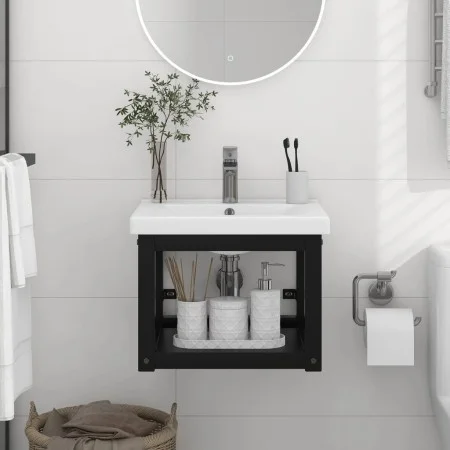 Black iron suspended washbasin structure 40x38x31 cm by vidaXL, bathroom vanities - Ref: Foro24-338493, Price: 63,62 €, Disco...