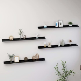 Wall shelves 4 units black 100x9x3 cm by vidaXL, Shelves and shelves - Ref: Foro24-326670, Price: 47,88 €, Discount: %