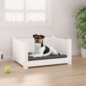 Cama para perros madera maciza de pino blanco 55,5x45,5x28 cm
