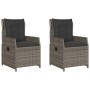 Sillones reclinables de jardín 2 uds ratán sintético gris