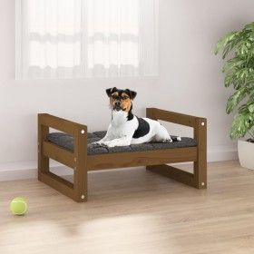 Solid pine wood dog bed in honey brown color, 55.5x45.5x28 cm by vidaXL, Beds for dogs - Ref: Foro24-821470, Price: 35,01 €, ...