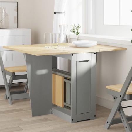Mesa de comedor plegable mariposa Corona madera maciza gris en Mesas de cocina y de comedor | Comprar online en Foro24