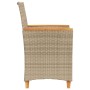 Sillas de jardín con cojín 2 uds ratán PE beige y madera acacia