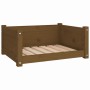 Hundebett aus massivem Kiefernholz, honigbraun, 65,5 x 50,5 x 28 cm von vidaXL, Betten für Hunde - Ref: Foro24-821450, Preis:...