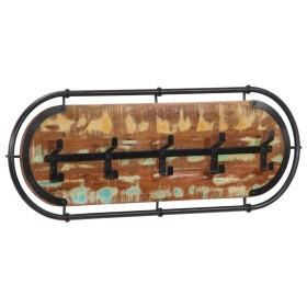 Perchero de pared con 5 ganchos madera maciza reciclada