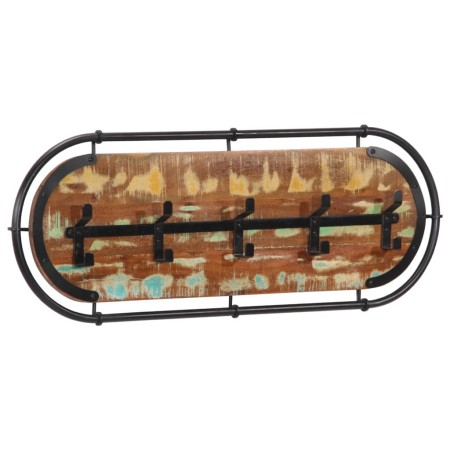 Perchero de pared con 5 ganchos madera maciza reciclada