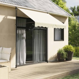 Toldo retráctil de tela y acero crema 250x150 cm