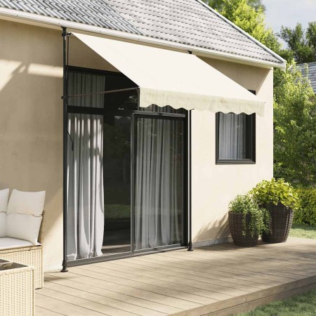 Toldo retráctil de tela y acero crema 250x150 cm