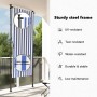 Persiana enrollable exterior tela acero azul blanco 100x270 cm