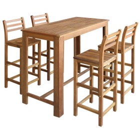 Set mesa de bar y sillas 5 piezas de madera de acacia maciza