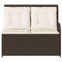 Sillón reclinable de jardín con cojines ratán sintético marrón