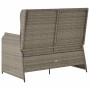 Sillón reclinable de jardín con cojines ratán sintético gris