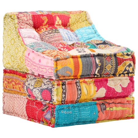 Puf modular de tela patchwork