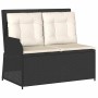 Sillón reclinable de jardín con cojines ratán sintético negro