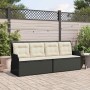 Sillón reclinable de jardín con cojines ratán sintético negro