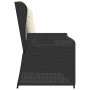 Sillón reclinable de jardín con cojines ratán sintético negro