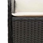 Sillón reclinable de jardín con cojines ratán sintético negro