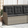 Sillón reclinable de jardín con cojines ratán sintético gris