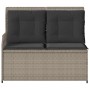 Sillón reclinable de jardín con cojines ratán sintético gris