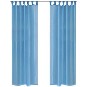 2 Cortinas turquesas transparentes 140 x 225 cm