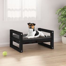 Cama para perros madera maciza de pino negro 55,5x45,5x28 cm