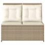 Sillón reclinable de jardín con cojines ratán sintético beige
