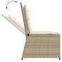 Sillón reclinable de jardín con cojines ratán sintético beige