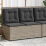 Sillón reclinable de jardín con cojines ratán sintético gris