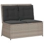 Sillón reclinable de jardín con cojines ratán sintético gris