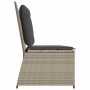 Sillón reclinable de jardín con cojines ratán sintético gris
