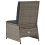 Sillón reclinable de jardín con cojines ratán sintético gris