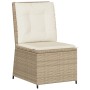 Sillón reclinable de jardín con cojines ratán sintético beige