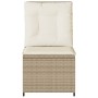 Sillón reclinable de jardín con cojines ratán sintético beige