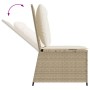 Sillón reclinable de jardín con cojines ratán sintético beige