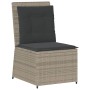 Sillón reclinable de jardín con cojines ratán sintético gris