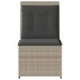 Sillón reclinable de jardín con cojines ratán sintético gris