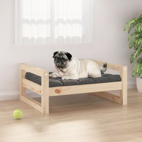 Cama para perros madera maciza de pino 65,5x50,5x28 cm