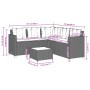 Sofá de jardín en forma de L con mesa y cojines ratán PE beige