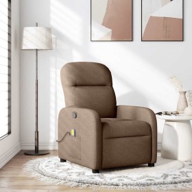Sillón reclinable con masaje de tela marrón Sillón reclinable con masaje de tela marrón