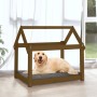 Cama para perros madera maciza pino marrón miel 81x60x70 cm