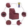 Sillón de masaje reclinable de tela color vino tinto