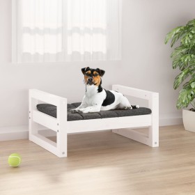 Cama para perros madera maciza de pino blanco 55,5x45,5x28 cm