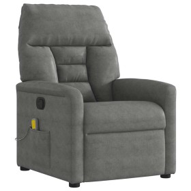 Sillón reclinable de masaje tela de microfibra gris oscuro Sillón reclinable de masaje tela de microfibra gris oscuro